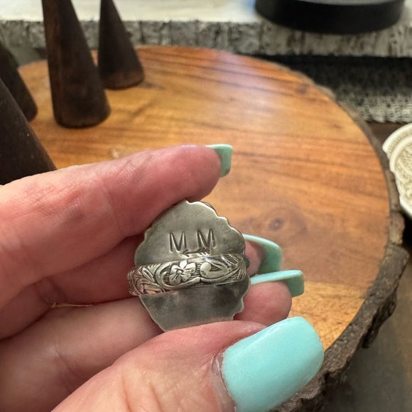 Elegant Royston turquoise and sterling silver Teardrop Ring size 5.75 - Picture 4 of 6